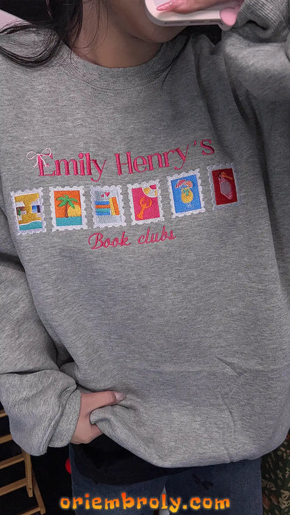 Emily Henry Stamps Embroidered Sweatshirt – Bookish Gift for Readers & Happy Place Merch