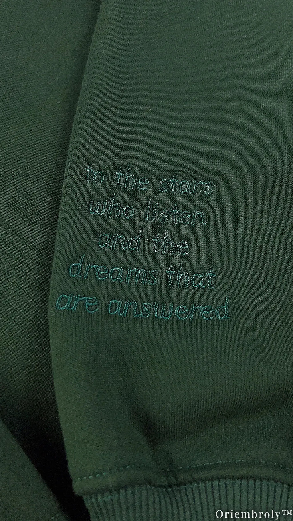 Tone-on-Tone Embroidered Quarter Zip Sweatshirt, Matching Crest & Moon Sleeve Detail, Fantasy Inspired Pullover