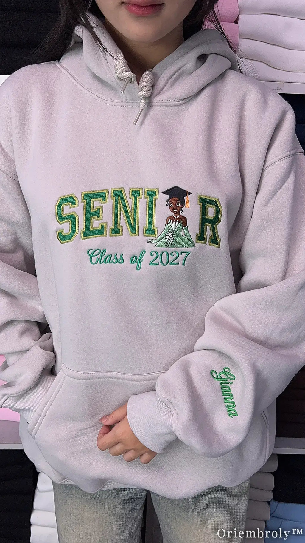 Personalized Senior 2027 Embroidered Sweatshirt – Custom Class of 2027 Graduation Crewneck, Name Sleeve Gift