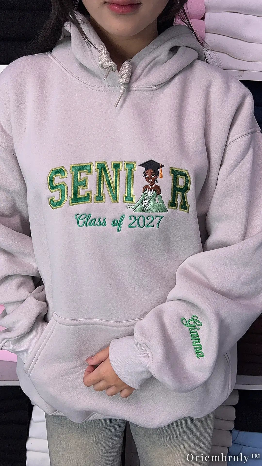 Personalized Senior 2027 Embroidered Sweatshirt – Custom Class of 2027 Graduation Crewneck, Name Sleeve Gift