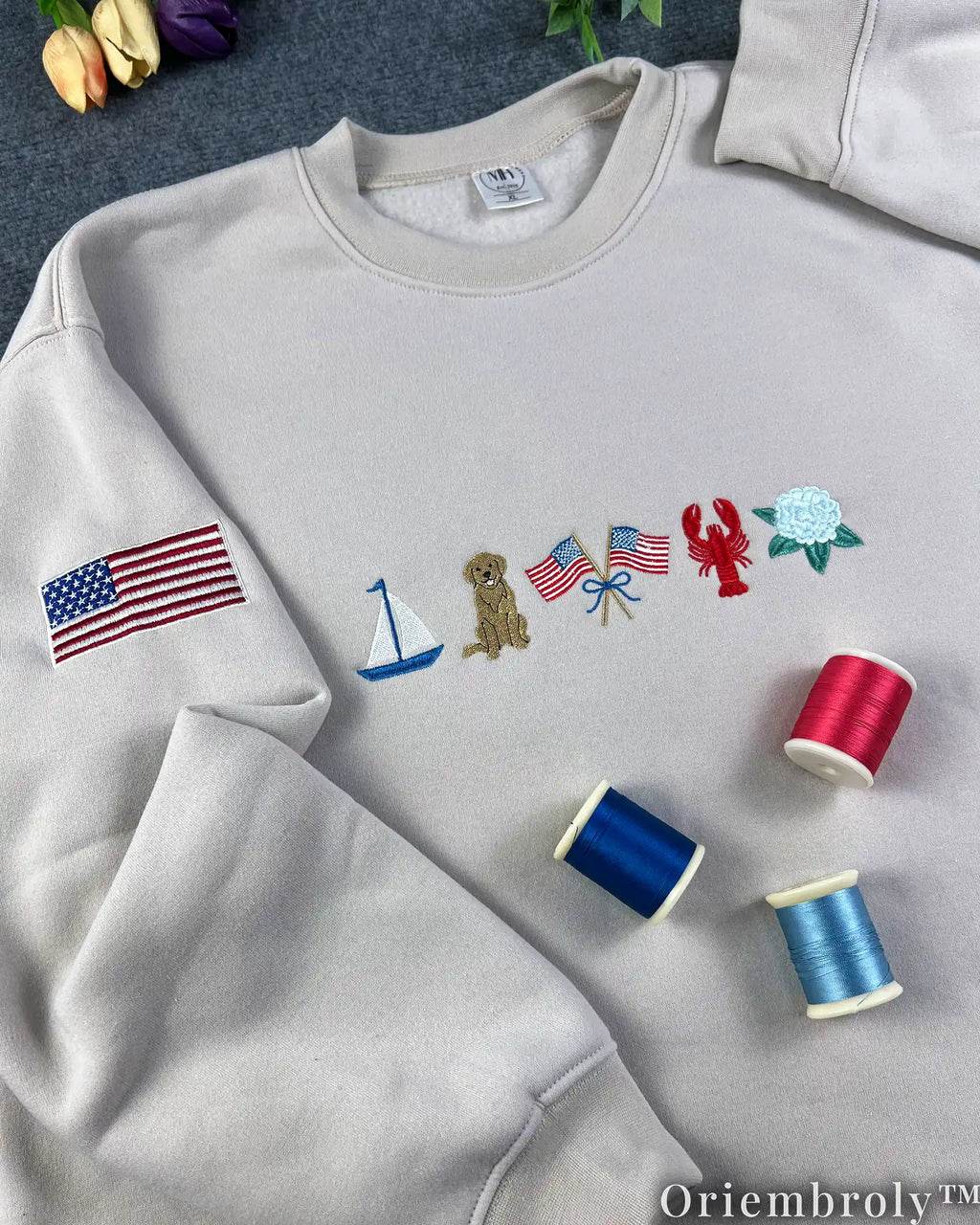 New England Coastal Embroidered Sweatshirt – Vintage Old Money Crewneck