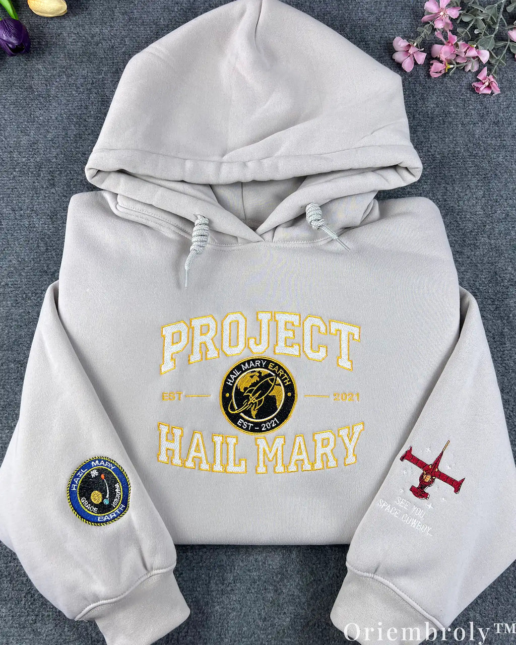 Project Hail Mary x Cowboy Bebop Embroidered Hoodie – Space Cowboy Anime Sweatshirt