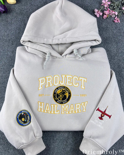 Project Hail Mary x Cowboy Bebop Embroidered Hoodie – Space Cowboy Anime Sweatshirt