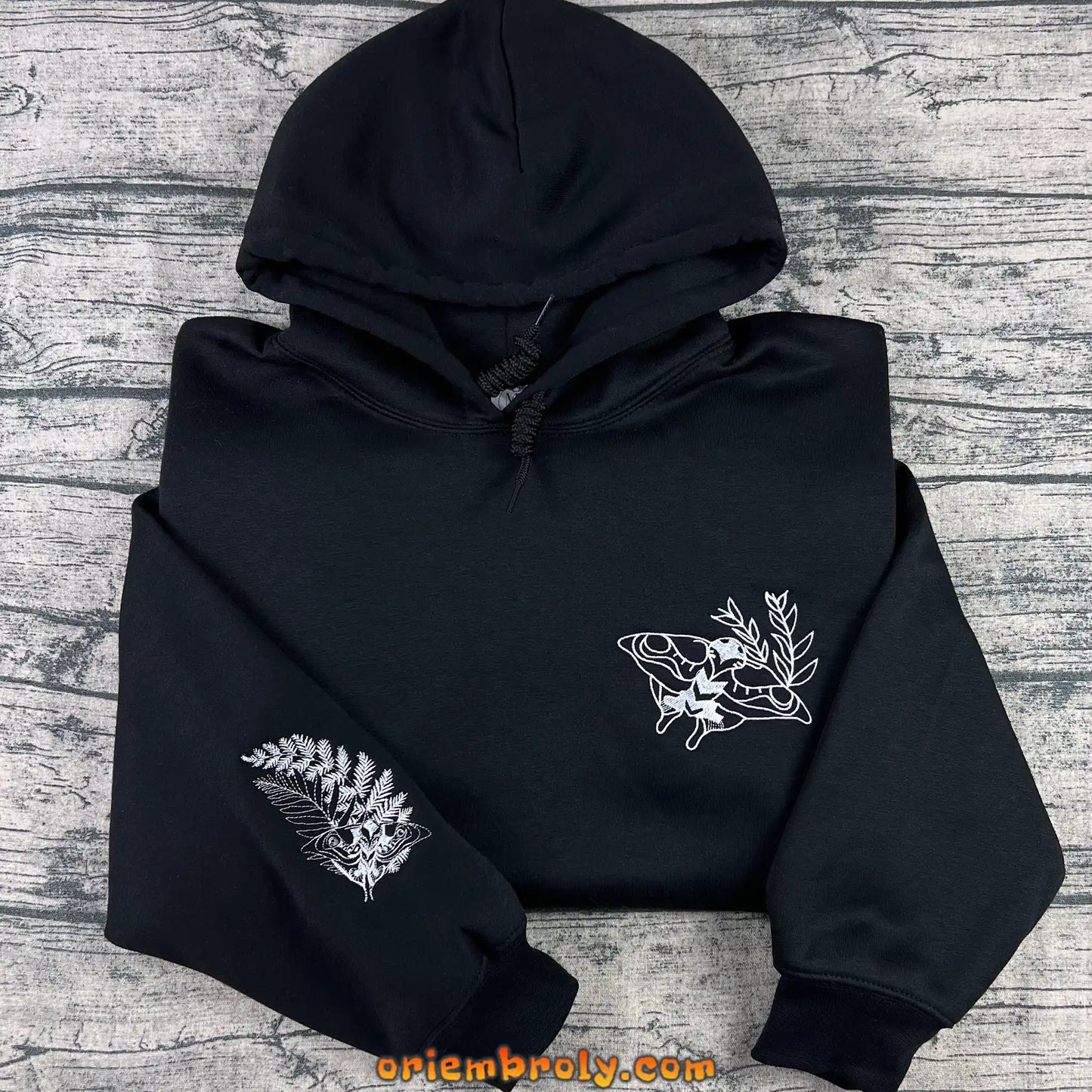 Ellie's Tattoo Moth Fern Embroidered Hoodie