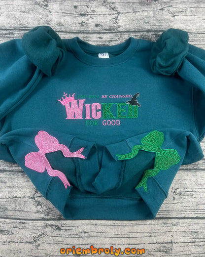Wicked Embroidered Hoodie | Wizard of Oz Fan Sweatshirt | Defy Gravity Magic Sweater