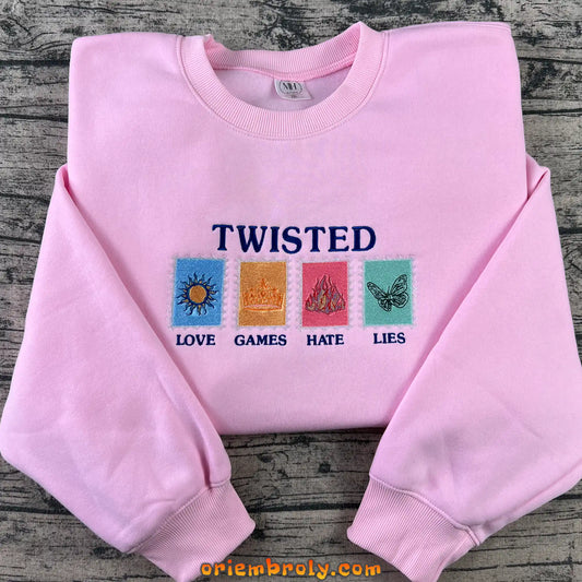 Twisted Love Embroidered Sweatshirt – Bookish Gift for Romance Readers, Ana Huang Merch, Glitter Twisted Series Fan Hoodie