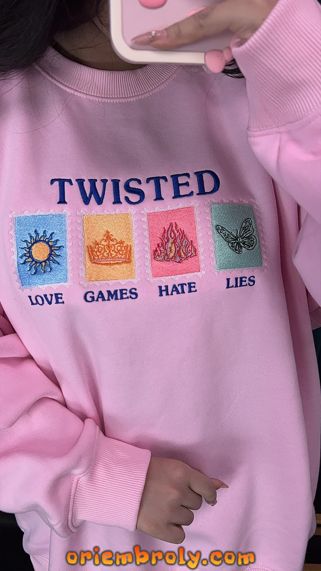 Twisted Love Embroidered Sweatshirt – Bookish Gift for Romance Readers, Ana Huang Merch, Glitter Twisted Series Fan Hoodie