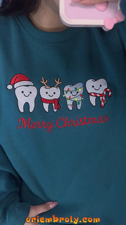 Christmas Dentist Embroidered Sweatshirt