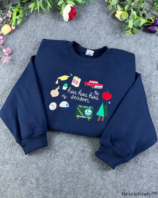 Hoa Hoa Hoa Season Vintage Truck Baseball Embroidered Crewneck Sweatshirt