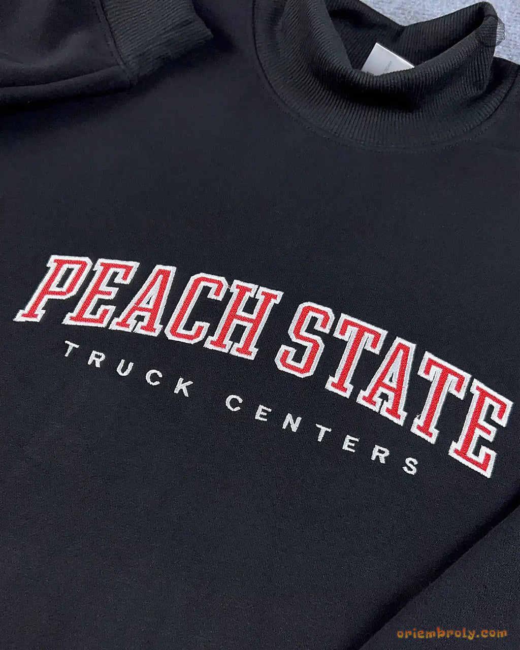 Custom Arched Varsity Collegiate Embroidered Oversized Mock Neck Sweatshirt