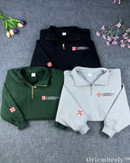Resident Evil Umbrella Corporation Embroidered Quarter Zip Pullover – Gamer Sweatshirt
