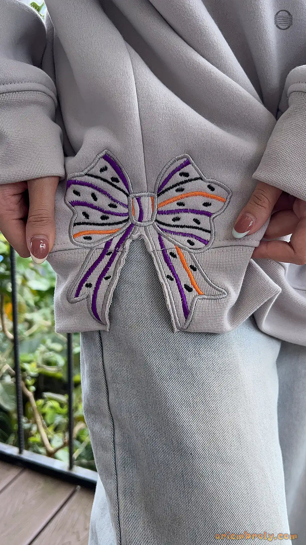 Happy Halloween Bows Embroidered Sand Crewneck Sweatshirt