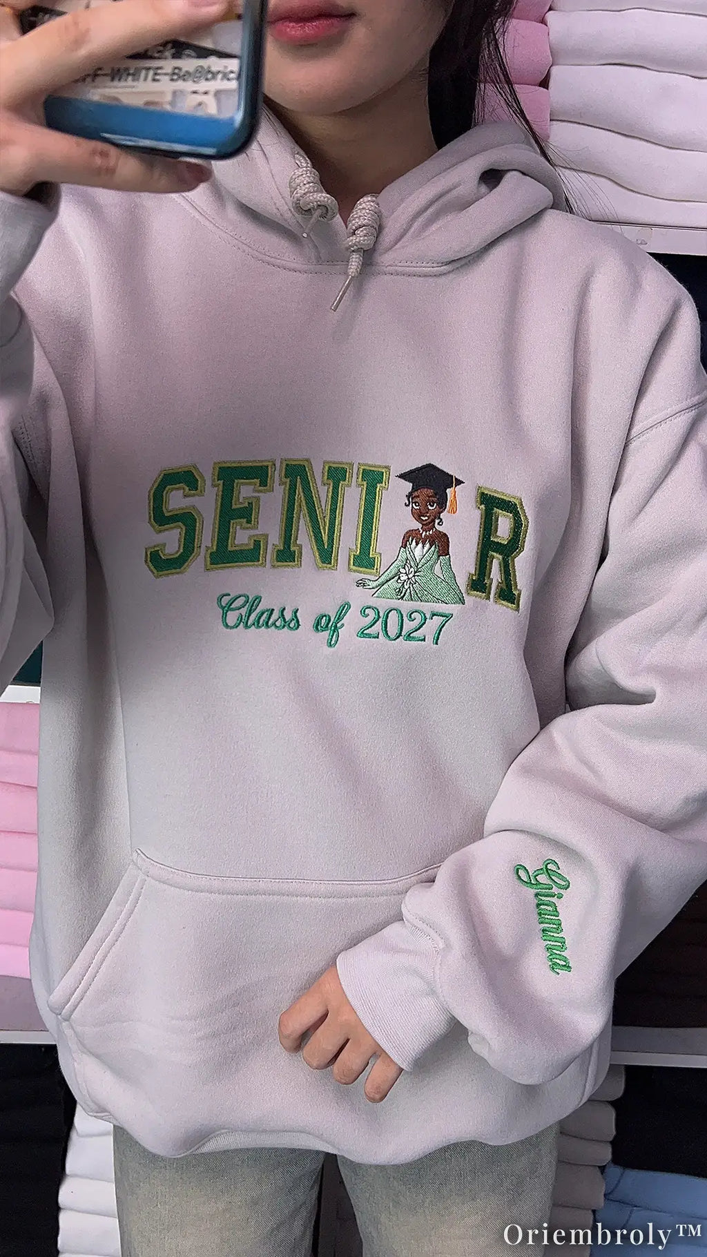 Personalized Senior 2027 Embroidered Sweatshirt – Custom Class of 2027 Graduation Crewneck, Name Sleeve Gift