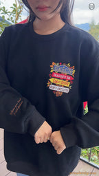 Stars Hollow Directional Signpost Embroidered Red and Black Crewneck Sweatshirt