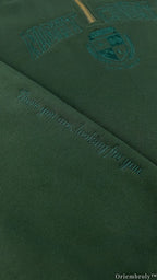 Tone-on-Tone Embroidered Quarter Zip Sweatshirt, Matching Crest & Moon Sleeve Detail, Fantasy Inspired Pullover