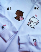 Mocha Milk Bears Couples Embroidered Sweatshirt - Oriembroly LLC
