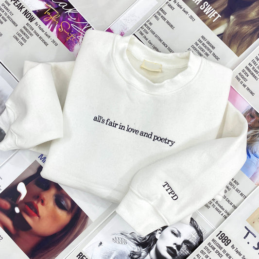 The Tortured Poets Department Embroidered Crewneck, Taylor Swift Embroidered Hoodie