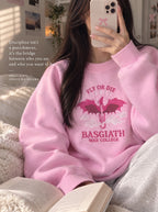 Fly Or Die Dragon Basgiath War College Embroidered Soft Pink Sweatshirt