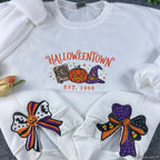 Side Bow Halloween Embroidered Sweatshirt – Vintage Witch Book Crewneck