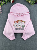 All About Fall Prevention Cute Ghost Nurse Embroidered Pink Hoodie