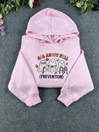 All About Fall Prevention Cute Ghost Nurse Embroidered Pink Hoodie