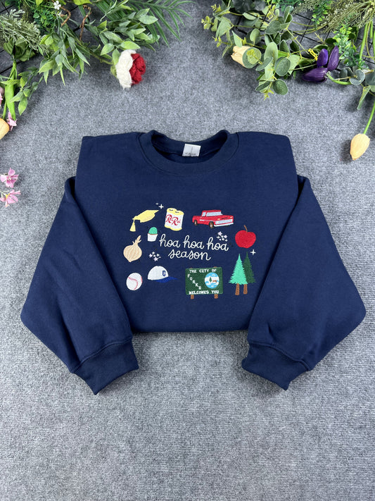 Hoa Hoa Hoa Season Vintage Truck Baseball Embroidered Crewneck Sweatshirt