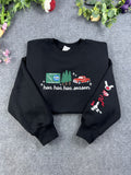 Hoa Hoa Hoa Season Red Truck Chess Apple Sleeve Embroidered Black Sweatshirt