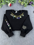 Midnight Margaritas Magic Charm Necklace Embroidered Black Sweatshirt