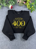 Salem Massachusetts 400 Years Witch Hat Moon Embroidered Black Sweatshirt