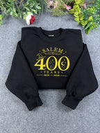 Salem Massachusetts 400 Years Witch Hat Moon Embroidered Black Sweatshirt