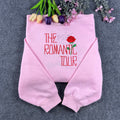 Romantic Tour Rose Embroidered Pink Crewneck Sweatshirt – Retro Pop Fan Gift