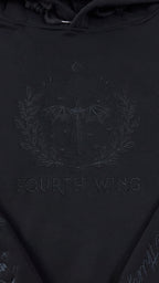 Riders Quadrant Shadow Embroidered Hoodie – Dragon War College Tone-on-Tone Sweatshirt – Book Lover Gift
