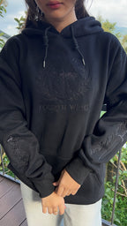 Riders Quadrant Shadow Embroidered Hoodie – Dragon War College Tone-on-Tone Sweatshirt – Book Lover Gift