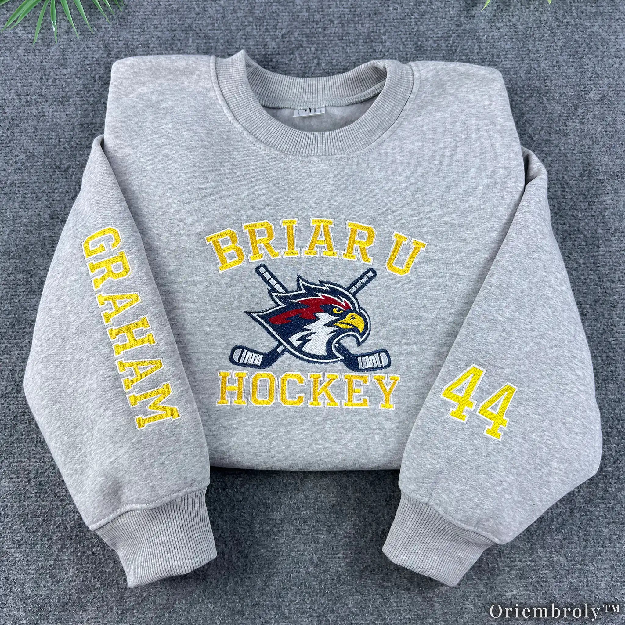 College Hockey Romance Embroidered Sweatshirt | Varsity Book Lover Fleece Crewneck