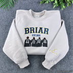 Embroidered College Varsity Sweatshirt | Bookish Campus Fleece Crewneck