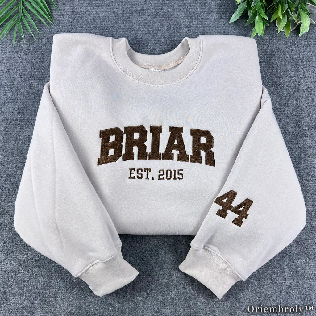 Embroidered Collegiate Varsity Sweatshirt | University Inspired Fleece Crewneck