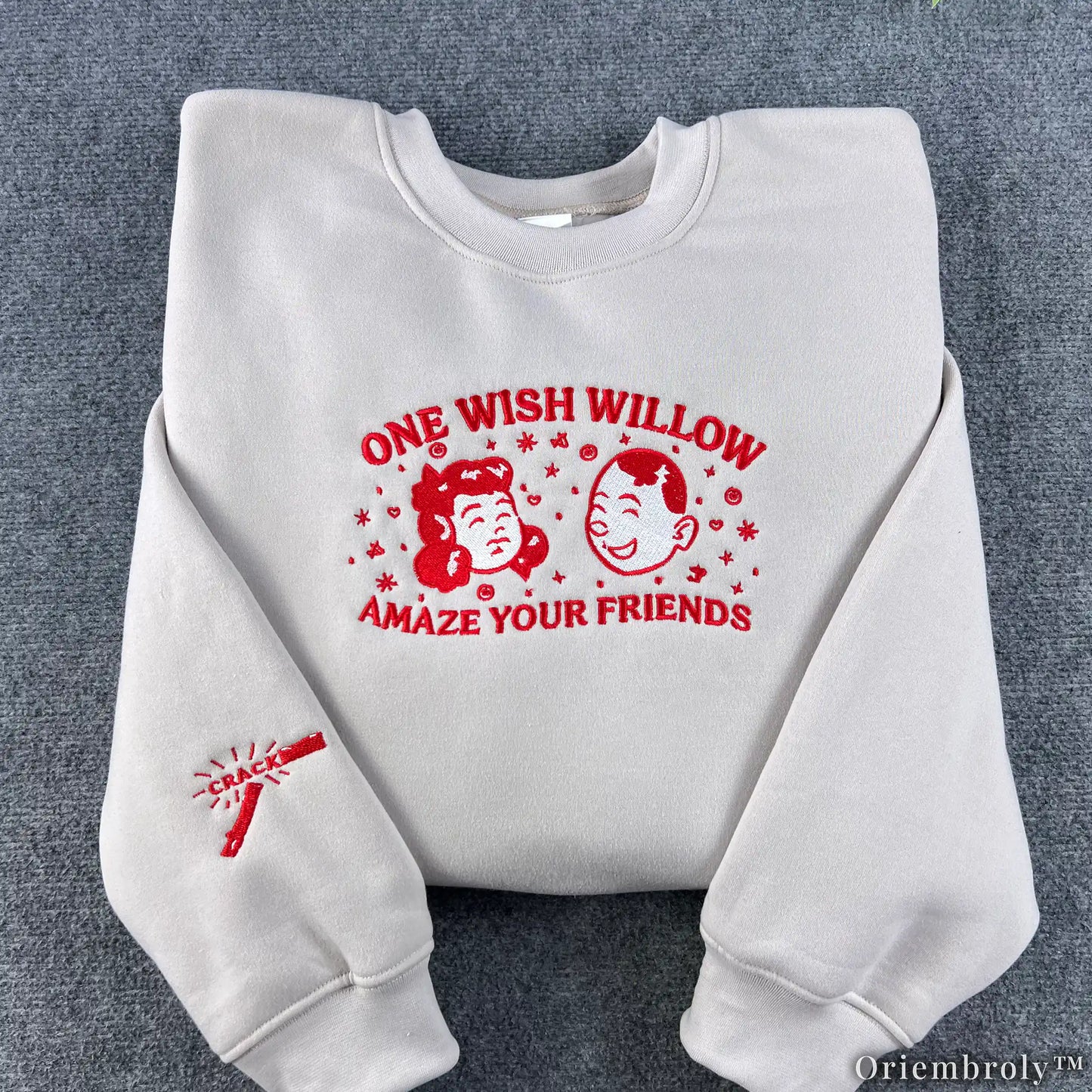 Enchanted Willow Embroidered Sweatshirt | Vintage Botanical Fleece Crewneck