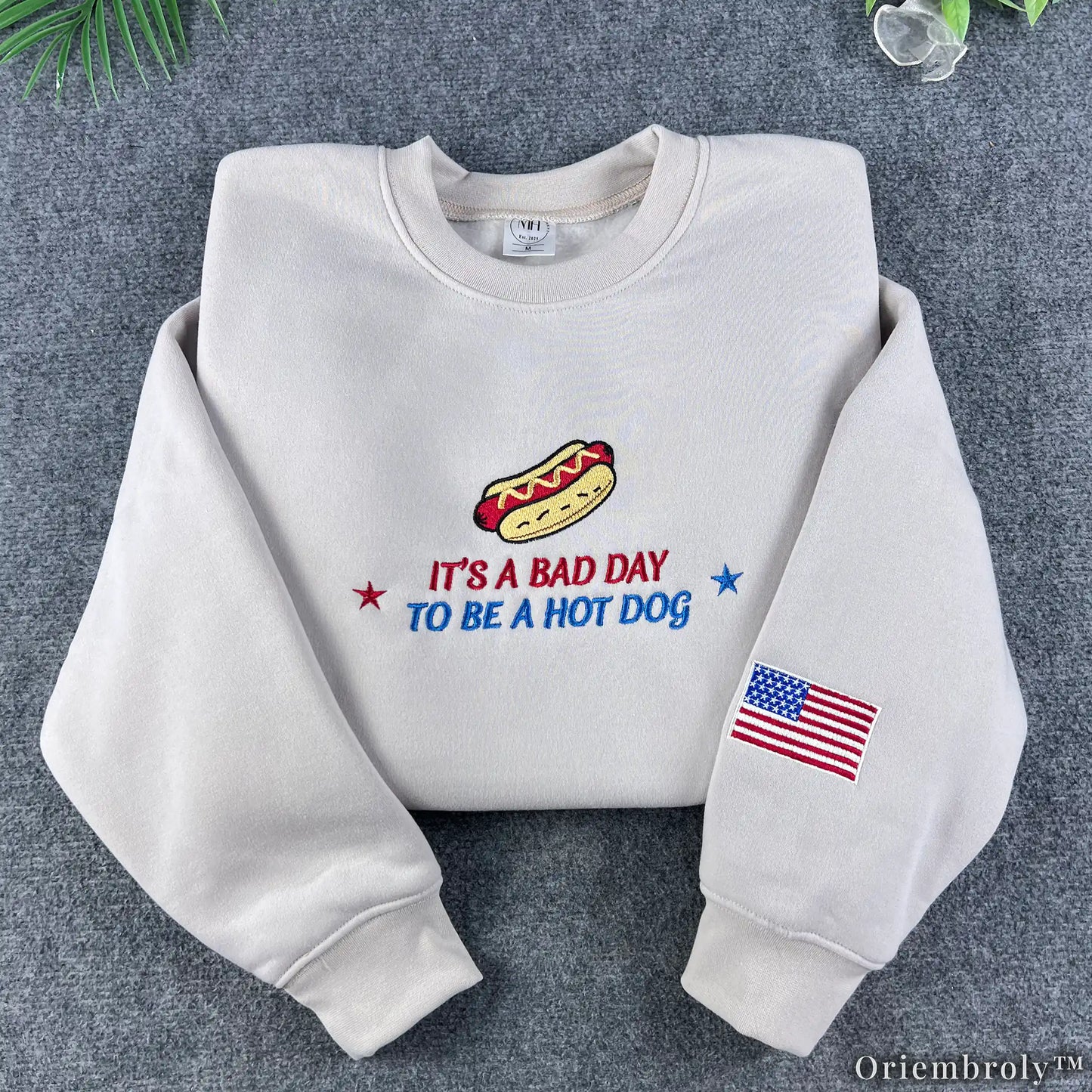 Funny Hot Dog Embroidered Sweatshirt | It's a Bad Day to Be a Hot Dog Patriotic Crewneck