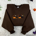 Spooky Season Black Cat Embroidered Sweatshirt – Cozy Fall Crewneck
