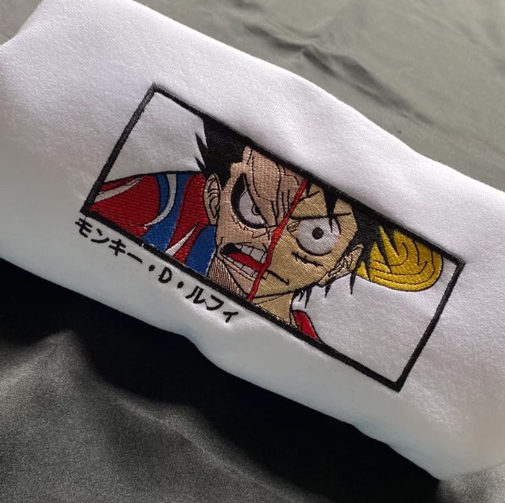 Monkey D. Luffy Embroidered Crewneck, One Piece Embroidered Sweatshirt, Manga Anime Hoodie