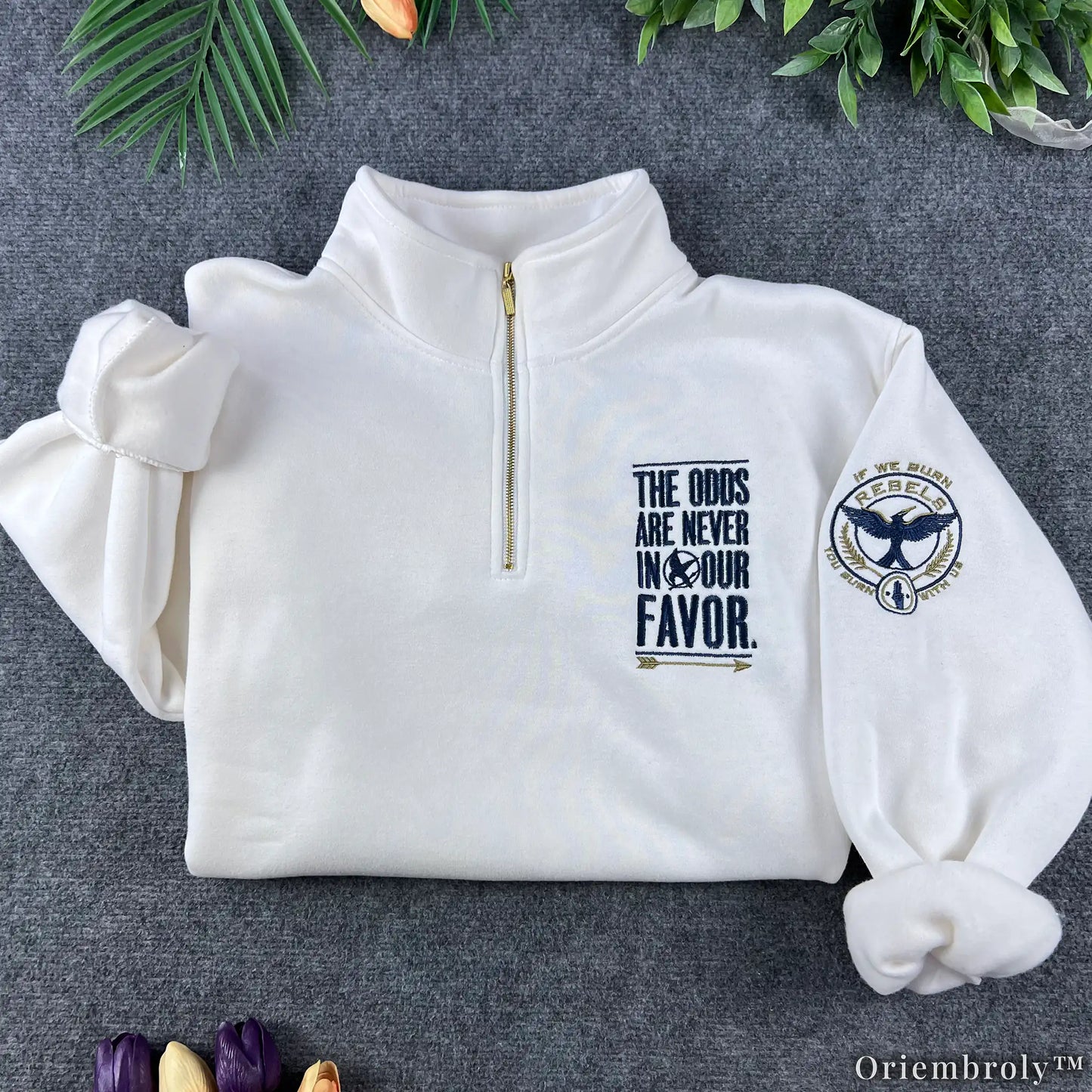 Dystopian Survivor Embroidered Crewneck | Forest Adventure Fleece Sweatshirt