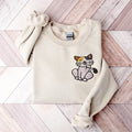 Cute Cat embroidered Sweatshirt, Cat Mom, Cat Dad, Crewneck Sweatshirt - Oriembroly LLC