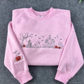 Halloween Village Embroidered Sweatshirt – Witch & Pumpkin Crewneck