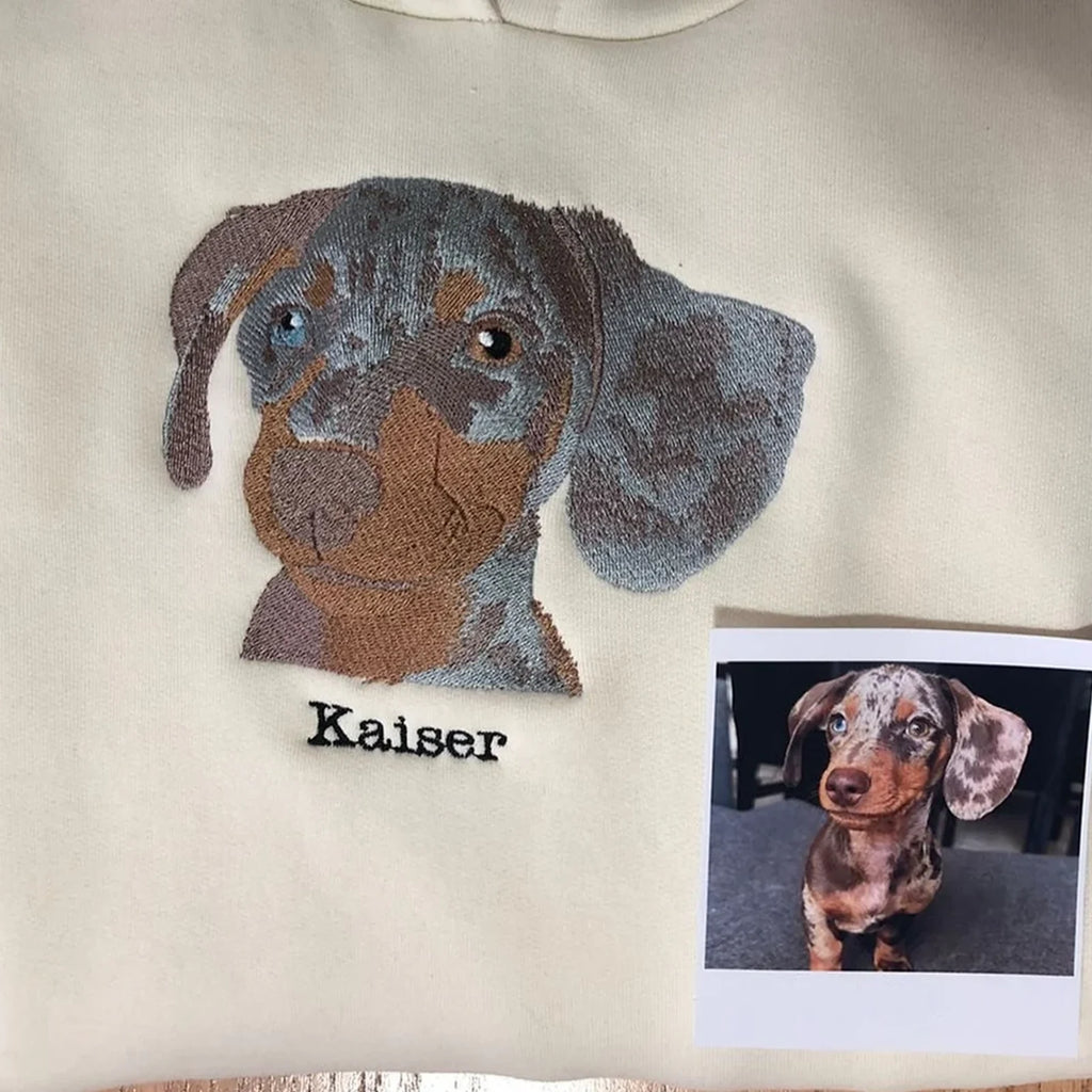Custom Dog Face Embroidered Sweatshirt - Personalized Pet Portrait Gift