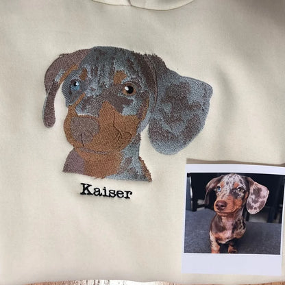 Custom Dog Face Embroidered Sweatshirt - Personalized Pet Portrait Gift