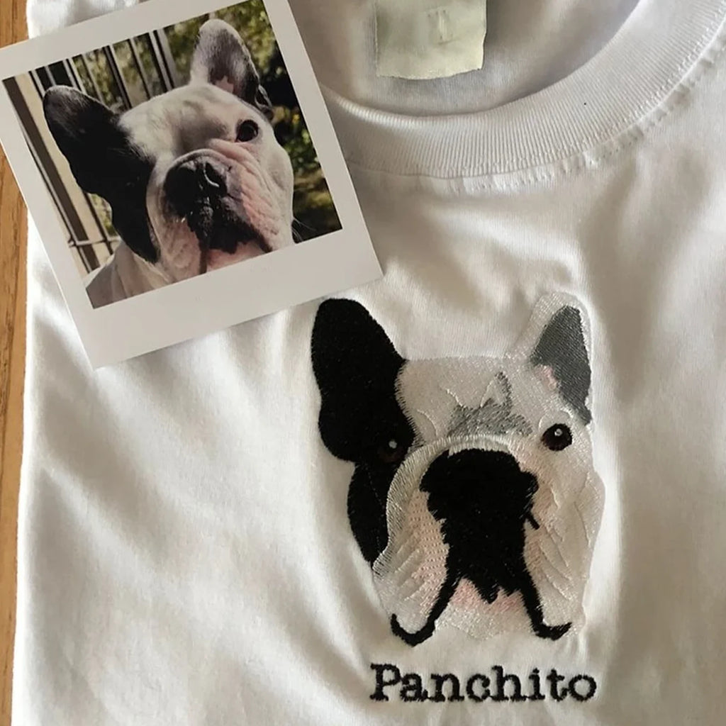 Personalized dog face embroidered sweatshirt with custom name hoodie