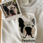 Personalized dog face embroidered sweatshirt with custom name hoodie