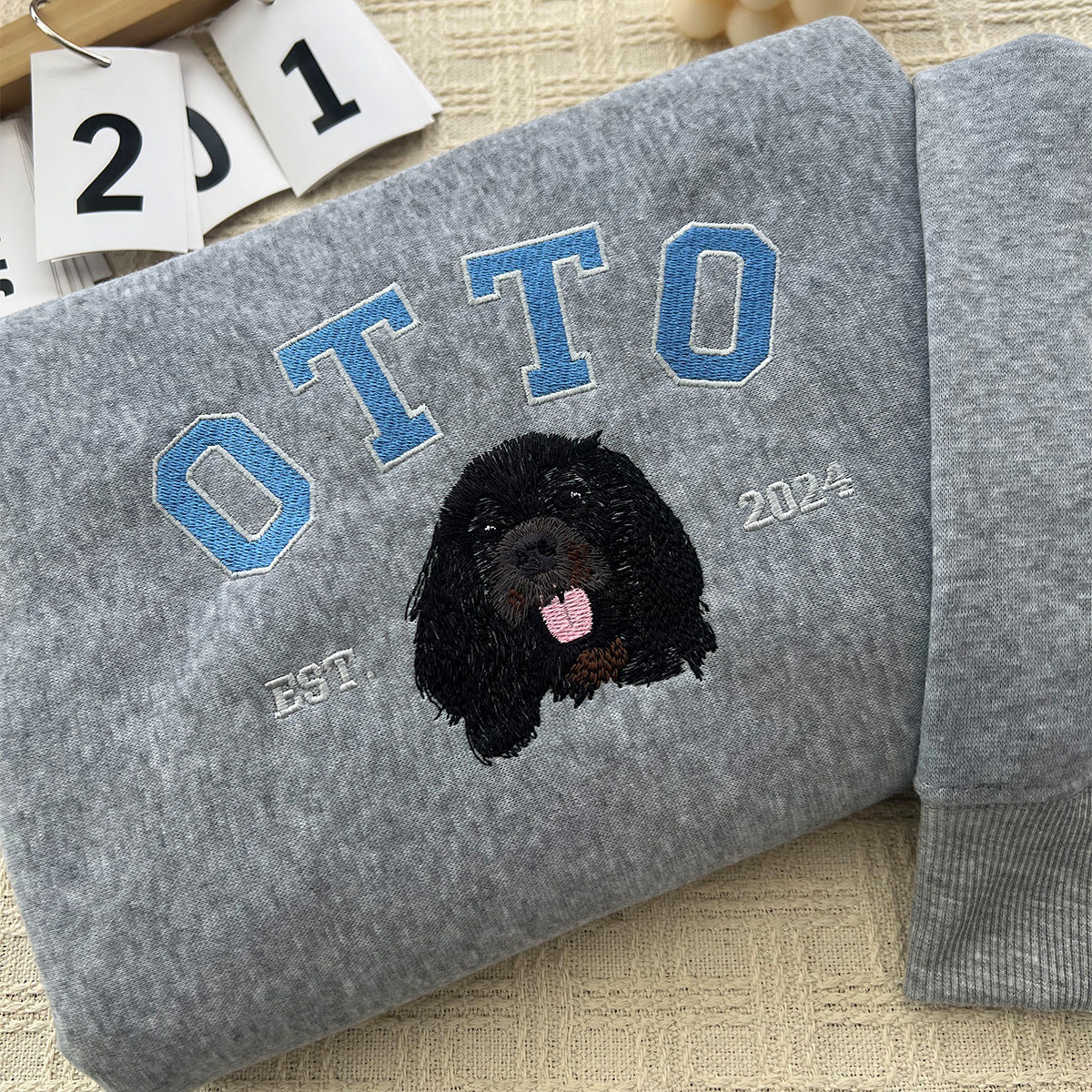 Custom Pet Portrait Cozy, Pet Lover's Embroidered Pullover, Embroidered Pet Memory Sweatshirt