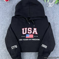USA 250 Years of Freedom Collegiate Hoodie - Embroidered Patriotic