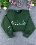 Despite Everything It's Still You Pixel Art Embroidered Forest Green Sweatshirt